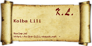 Kolba Lili névjegykártya